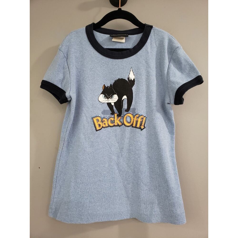 Looney Tunes Pussyfoot Juniors y2k vintage 90s‎ BACK OFF tshirt babydoll tee